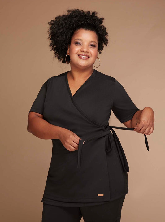Veste wrap manga curta Alina Top