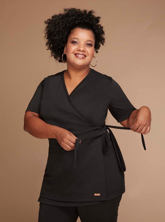Veste wrap manga curta Alina Trend