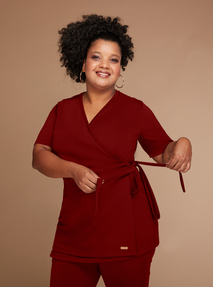 Veste wrap manga curta Alina Trend